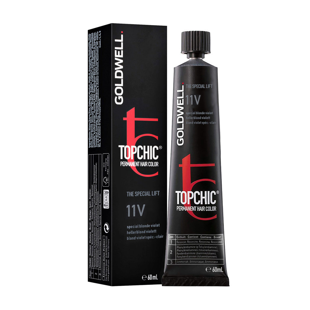 Стійка професійна фарба для волосся Goldwell Topchic Permanent Hair Color 11V Special Blonde Violet, 60 мл