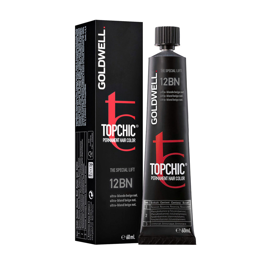 Стійка професійна фарба для волосся Goldwell Topchic Permanent Hair Color 12BN Ultra Blonde Beige Natural, 60 мл